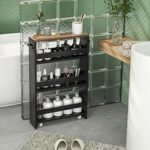 HOMCOM Carrello portaoggetti su ruote 3 livelli di archiviazione e maniglia, dim. 51,5l x 13P x 80H cm