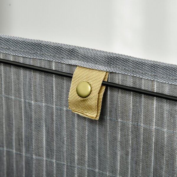 HOMCOM Cesto per il bucato in bambù d'angolo 55L con coperchio e sacco rimovibile 38 x 38 x 57 cm grigio