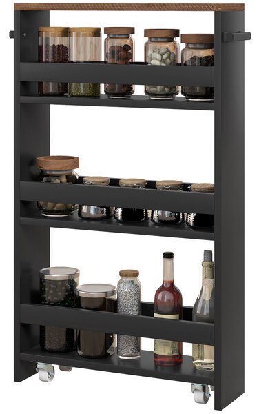 HOMCOM Carrello portaoggetti su ruote 3 livelli di archiviazione e maniglia, dim. 51,5l x 13P x 80H cm