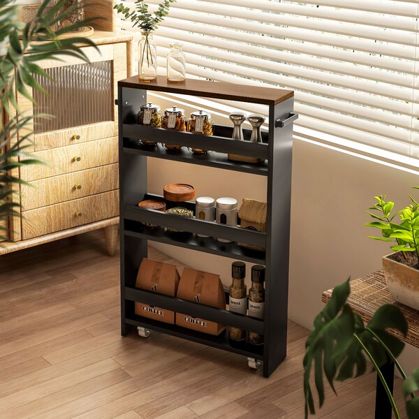 HOMCOM Carrello portaoggetti su ruote 3 livelli di archiviazione e maniglia, dim. 51,5l x 13P x 80H cm