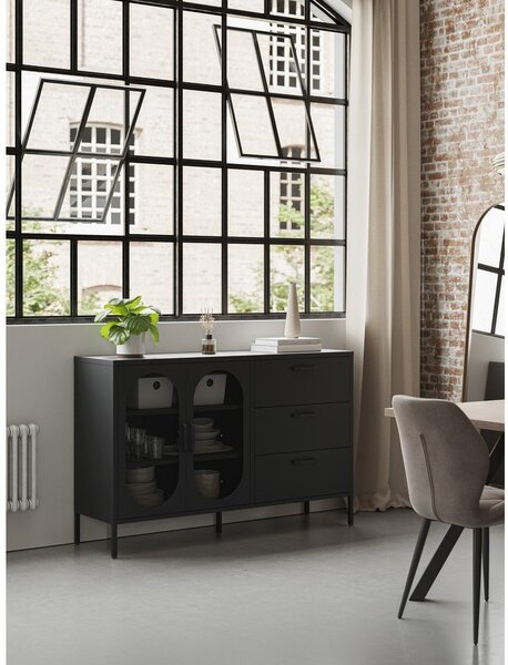 Cassettiera nera 140x90 cm Diora - Marckeric