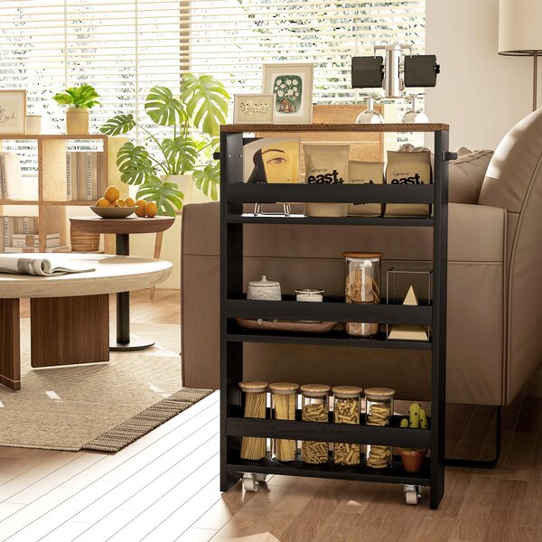 HOMCOM Carrello portaoggetti su ruote 3 livelli di archiviazione e maniglia, dim. 51,5l x 13P x 80H cm