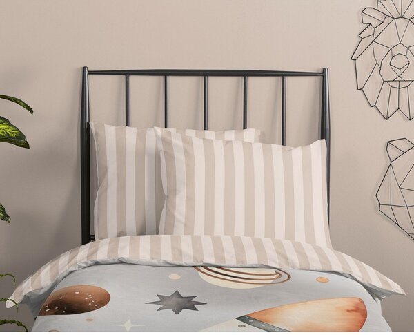 Set copripiumino e federa da bambini greige in cotone per letto singolo 140x200 cm Explore – Good Morning