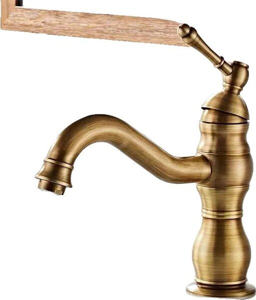 Rubinetto per lavabo, ottone, cromato, antico corto