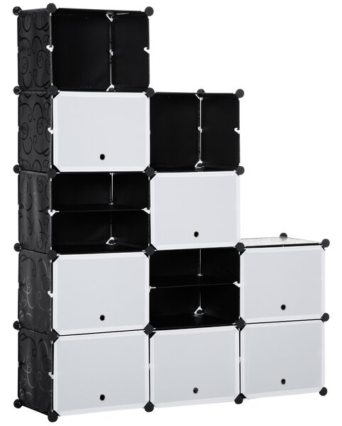 HOMCOM Mobile da utilità Mobile per scarpe componibile 12 scomparti con porte e mensole - dim. 125L x 32l x 125H cm - nero