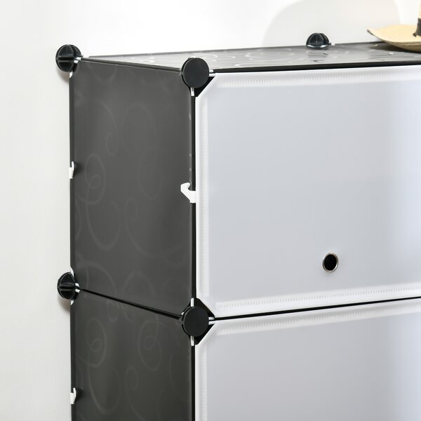 HOMCOM Mobile da utilità Mobile per scarpe componibile 12 scomparti con porte e mensole - dim. 125L x 32l x 125H cm - nero