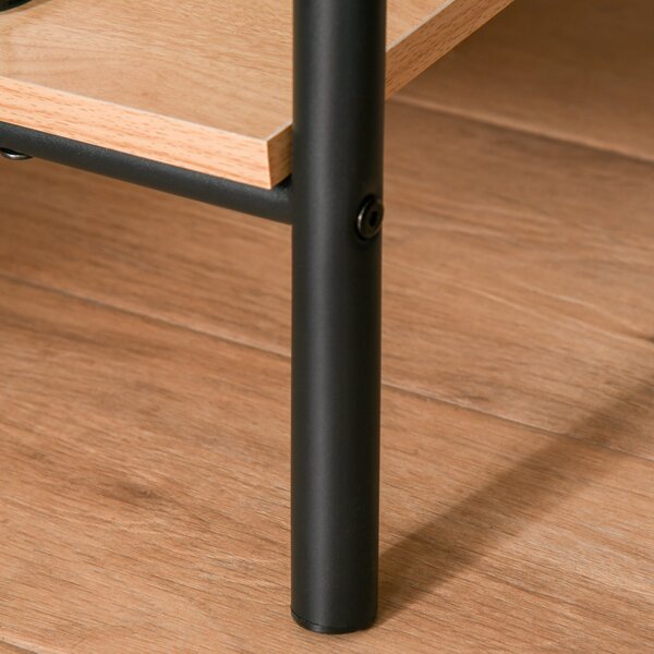 HOMCOM Stand appendiabiti guardaroba stile contemporaneo triangolare dim. 64L x 43l x 149H cm 2 ripiani MDF legno chiaro acciaio nero