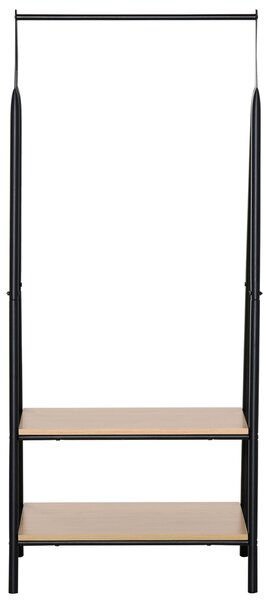 HOMCOM Stand appendiabiti guardaroba stile contemporaneo triangolare dim. 64L x 43l x 149H cm 2 ripiani MDF legno chiaro acciaio nero