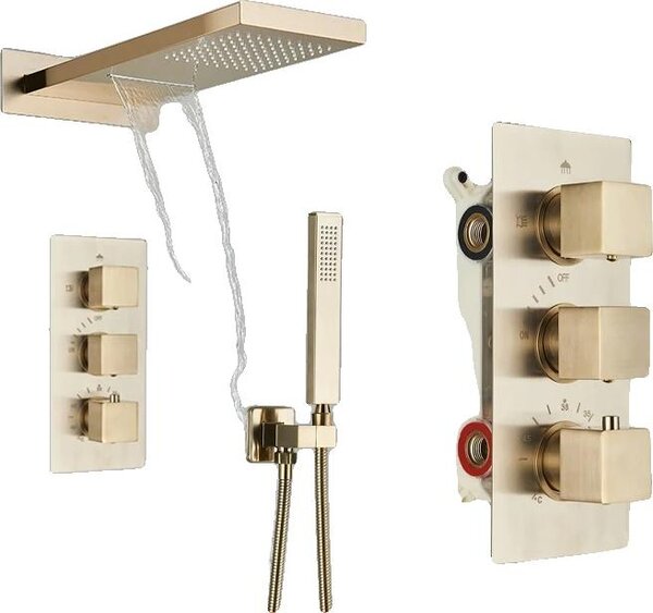 Rubinetto per doccia, stile contemporaneo, sistema Dual Control, oro spazzolato B