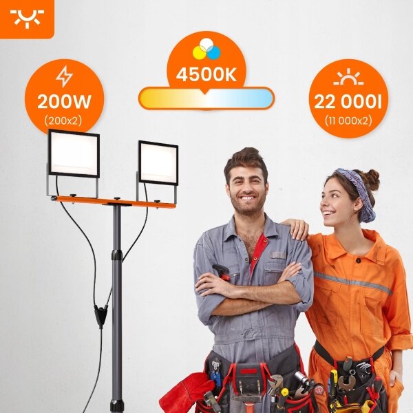 Proiettore LED con stativo 2xLED/100W/230V 4500K IP65 nero/arancione