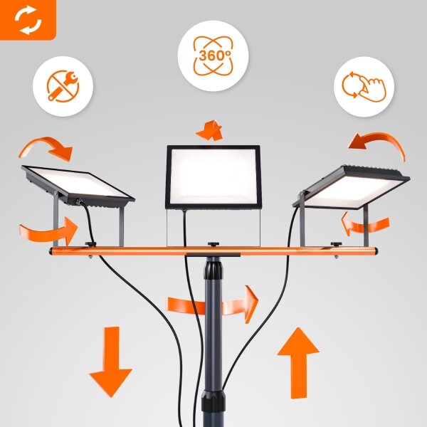 Faretto LED con stativo 3xLED/50W/230V 4500K IP65 nero/arancione