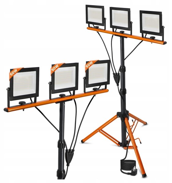 Faretto LED con stativo 3xLED/50W/230V 4500K IP65 nero/arancione