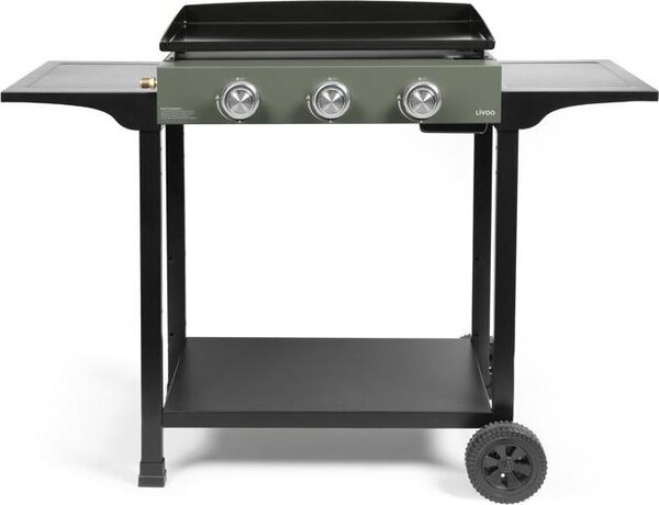 Piastra per barbecue a gas su carrello - LIVOO - DOC326 - 3 bruciatori - Verde / Nero