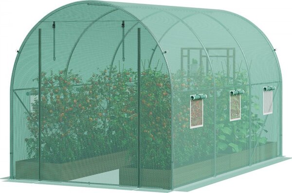 Tunnel serra Serra fredda Casa del pomodoro 345x195x192 cm - Telaio zincato verde - Copertura in PE - Design walk-in - Possibilità di ventilazione