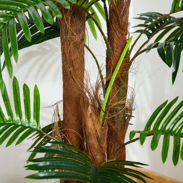 Outsunny Palmare Artificiale Altezza 1,2 m Albero Artificiale Tronco Ramificazioni Muschio Lichene Foglie Grande realismo Vaso Incluso