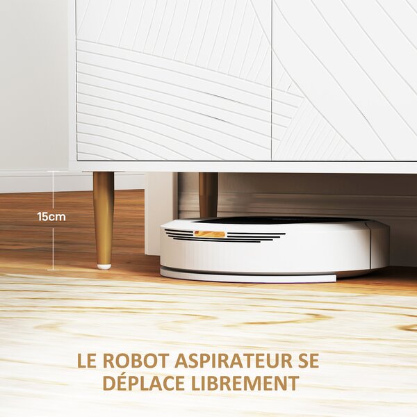 HOMCOM Mobiletto mobile da archiviazione con 2 armadi 3 porte ripiani regolabili piedini dorati in acciaio 107 x 35 x 77 cm bianco