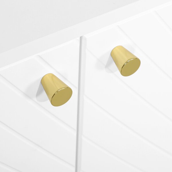 HOMCOM Mobiletto mobile da archiviazione con 2 armadi 3 porte ripiani regolabili piedini dorati in acciaio 107 x 35 x 77 cm bianco