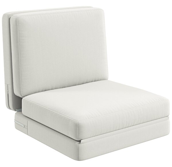 HOMCOM Poltrona Letto in Velluto, 75x268x18 cm, Crema