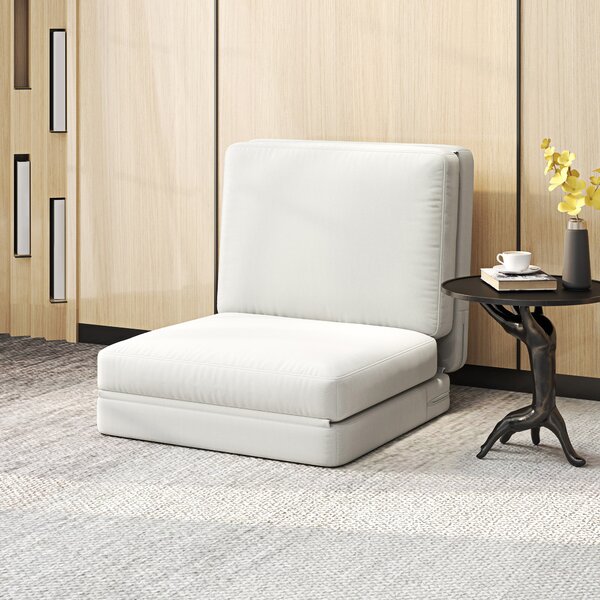 HOMCOM Poltrona Letto in Velluto, 75x268x18 cm, Crema