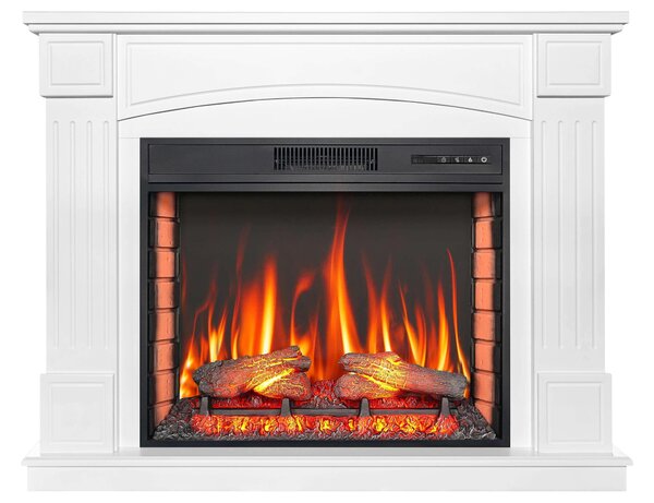 ArtiFlame Camino elettrico da appoggio con funzione riscaldante BOSTON AF28S LED, 12 livelli di riscaldamento, timer, effetto fiamma realistico, 3 livelli di luminosità, telecomando, bianco