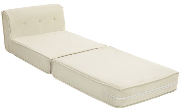 HOMCOM Poltrona Letto Pieghevole con Schienale Imbottito, 73x100x60cm, Bianco Crema