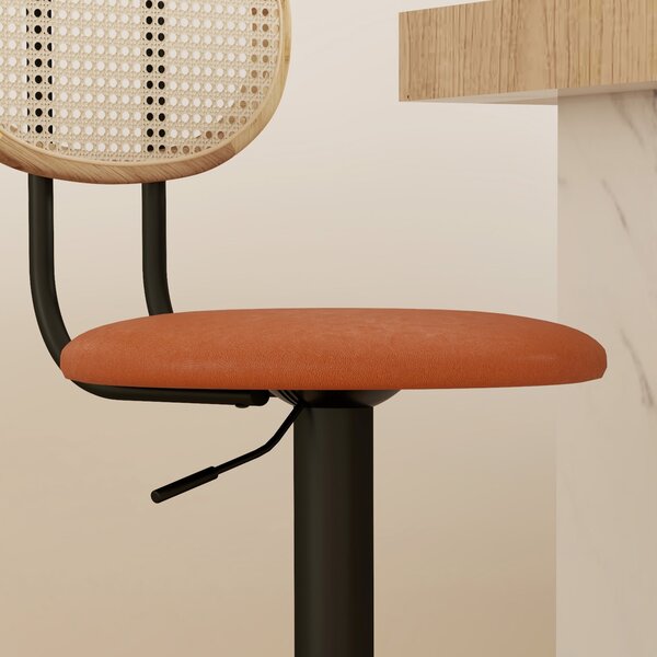 HOMCOM Set di 2 sgabelli da bar chaises de bar regolabili in altezza con schienale in rattan e poggiapiedi, marrone