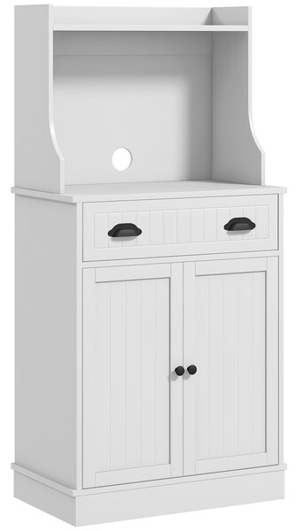 HOMCOM Mobile armadio microonde per cucina con spazio aperto 1 cassetto e armadio 2 porte 61 x 35 x 125,4 cm bianco