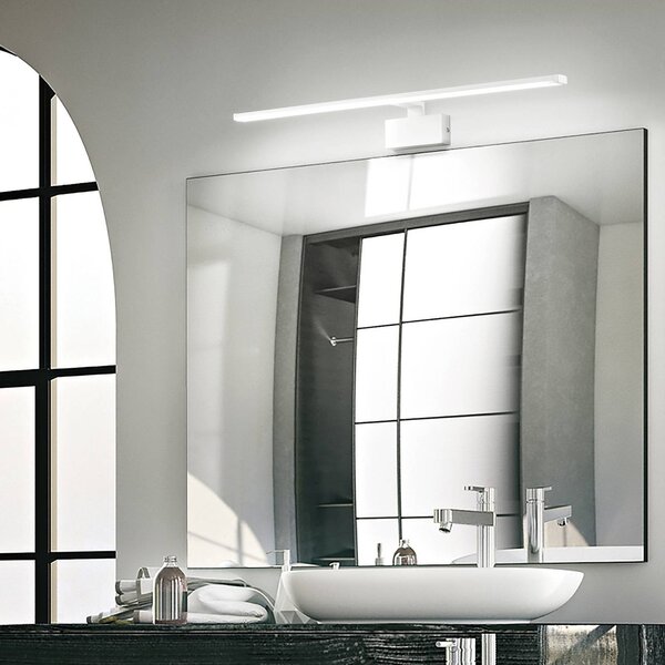 IDEAL LUX Applique a LED Alma, bianco metallizzato, larghezza 51 cm Alma, Bianco / Opale, Soggiorno / Sala da pranzo, Metallo, Moderno, Applique
