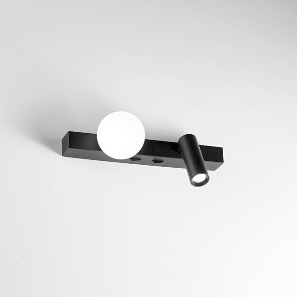 IDEAL LUX Applique da parete Binomio, Nero, Soggiorno / Sala da pranzo, Metallo, Moderno, Applique