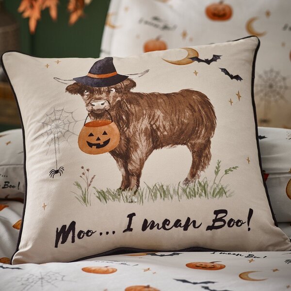 Cuscino decorativo a tema Halloween 45x45 cm Halloween Highland Cow – Catherine Lansfield