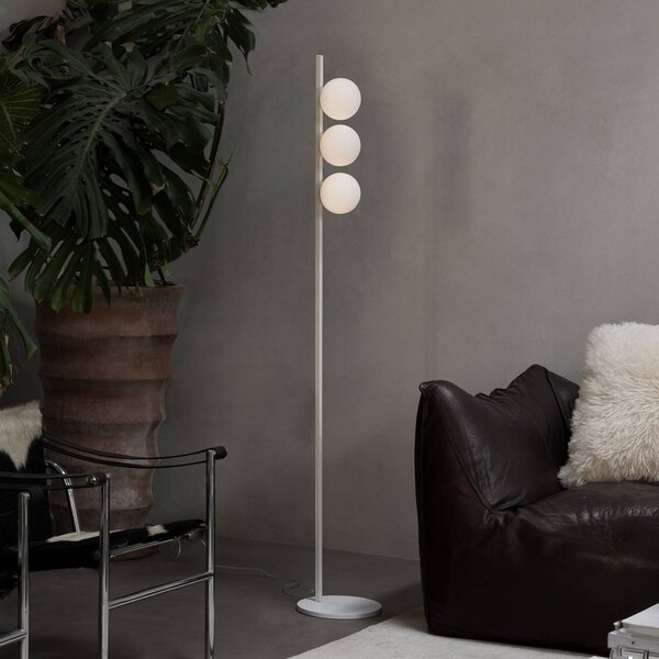 IDEAL LUX Lampada da terra Binomio, Bianco / Opale, Soggiorno / Sala da pranzo, Metallo, Moderno, Lampada da terra