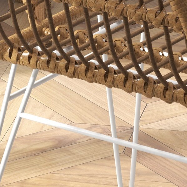 HOMCOM Set di 2 sedie fauteuils con Schienale e braccioli curve, Il rattan PE e Piedi robusti in acciaio, design bohémien, bianco| Aosom Italy