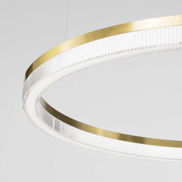 IDEAL LUX Lampada LED a sospensione Crown Ø 40 cm, ottone, metallo, Ottone / Oro, Soggiorno / Sala da pranzo, Metallo, Moderno