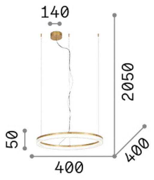 IDEAL LUX Lampada LED a sospensione Crown Ø 40 cm, ottone, metallo, Ottone / Oro, Soggiorno / Sala da pranzo, Metallo, Moderno