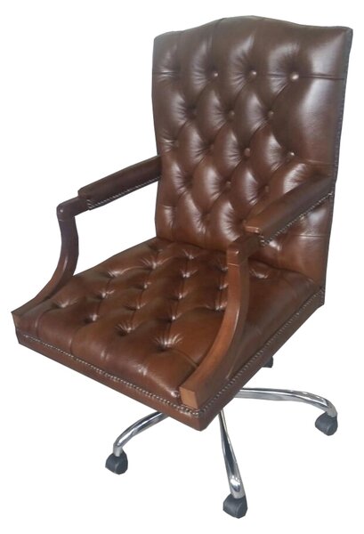 Sedia da ufficio Chesterfield, sedia girevole, poltrona da ufficio, poltrona in pelle, poltrona girevole KING, nuova