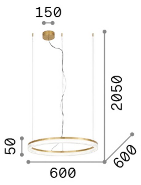IDEAL LUX Lampada LED a sospensione Crown Ø 60 cm, bianca, metallo, Bianco / Opale, Soggiorno / Sala da pranzo, Metallo, Moderno