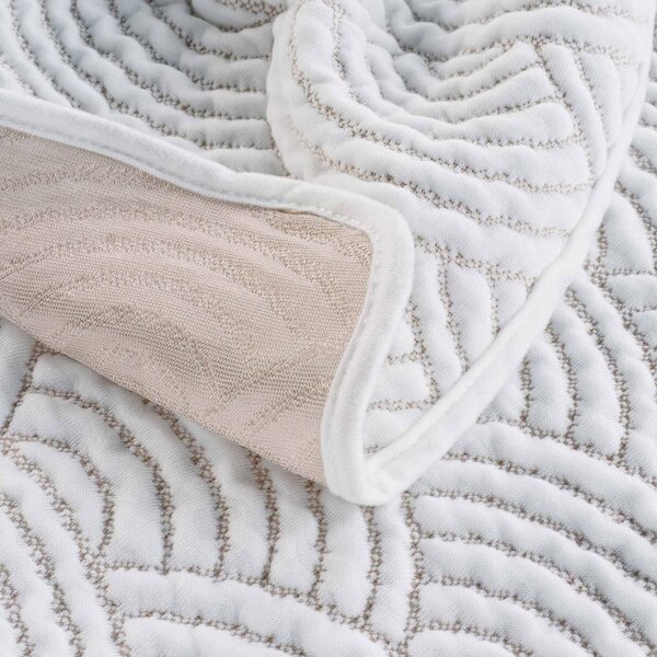 Set con copriletto e federa bianco/beige in jersey 220x240 cm Cassandra – douceur d'intérieur