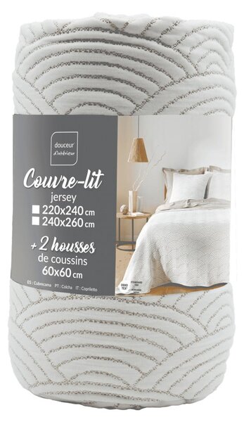 Set con copriletto e federa bianco/beige in jersey 220x240 cm Cassandra – douceur d'intérieur