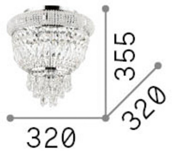 IDEAL LUX Plafoniera in cristallo Dubai, dimmerabile, Ottone / Oro, Soggiorno / Sala da pranzo, Metallo, Plafoniera