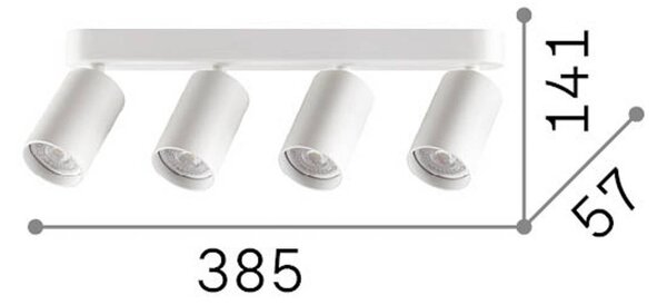 IDEAL LUX Faretto da soffitto Dynamite Round, bianco, 38 cm, a 4 luci, Bianco / Opale, Soggiorno / Sala da pranzo, Metallo, Moderno, Downlight
