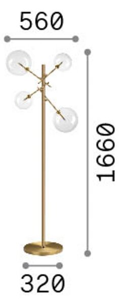 IDEAL LUX Lampada da terra Equinoxe, Cromo / Argento, Soggiorno / Sala da pranzo, Metallo, Lampada da terra