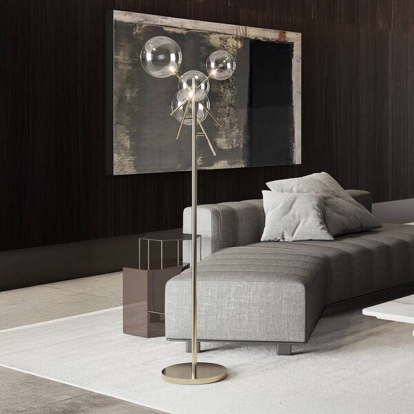 IDEAL LUX Lampada da terra Equinoxe, Cromo / Argento, Soggiorno / Sala da pranzo, Metallo, Lampada da terra