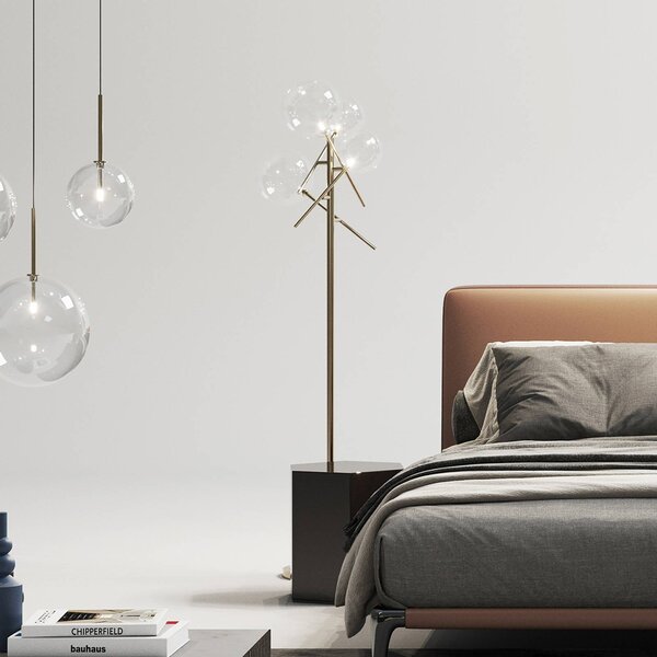 IDEAL LUX Lampada da terra Equinoxe, Ottone / Oro, Soggiorno / Sala da pranzo, Metallo, Lampada da terra