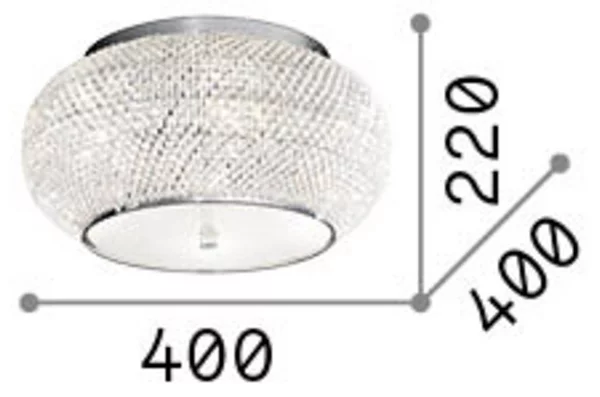 IDEAL LUX Plafoniera soffitto Pasha, dimmerabile, Cromo / Argento, Soggiorno / Sala da pranzo, Metallo, Plafoniera
