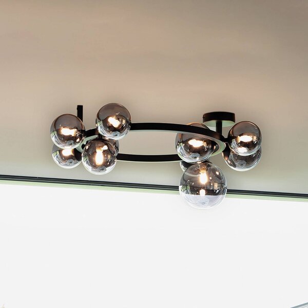 IDEAL LUX Plafoniera soffitto Perlage, Nero, Soggiorno / Sala da pranzo, Metallo, Plafoniera