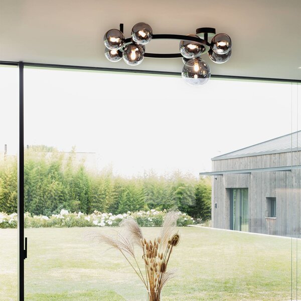IDEAL LUX Plafoniera soffitto Perlage, Nero, Soggiorno / Sala da pranzo, Metallo, Plafoniera