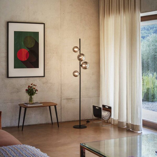 IDEAL LUX Lampada da terra Perlage, Nero, Soggiorno / Sala da pranzo, Metallo, Lampada da terra