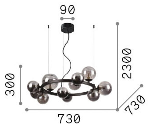 IDEAL LUX Lampada a sospensione Perlage, ottone/ambra, 11 bracci, Ø 73 cm Perlage, Ottone / Oro, Soggiorno / Sala da pranzo, Metallo
