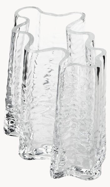 Vaso in vetro soffiato con superficie strutturata Gry, alt. 19 cm