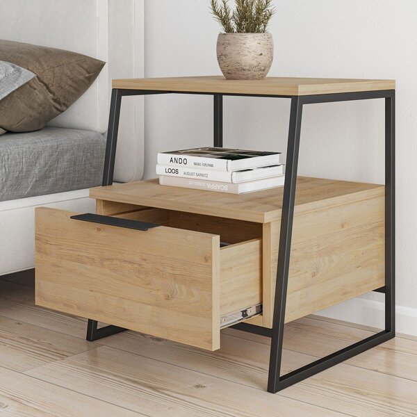 Comodino con ripiani in colore naturale Pal - Kalune Design